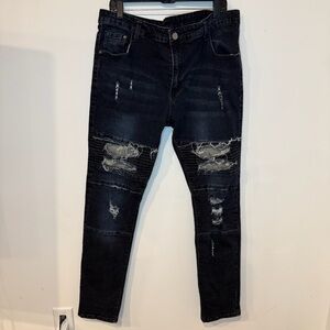 H&M Black Skinny Jeans with Distressed Details
